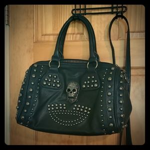 Pave skull and studded purse